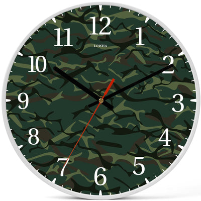 Wall Clock Decorative camouflage green Battery Operated -LWHSWC30W-C348 (6622842781792)