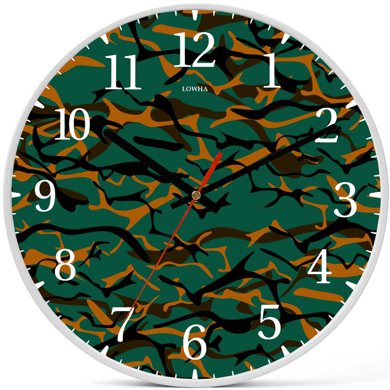 Wall Clock Decorative camouflage green orange Battery Operated -LWHSWC30W-C352 (6622842912864)