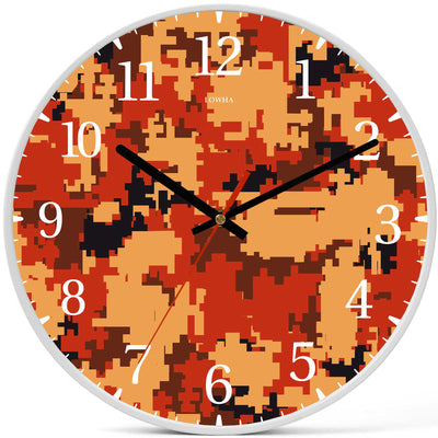 Wall Clock Decorative camouflage Pixel orange Battery Operated -LWHSWC30W-C354 (6622842978400)