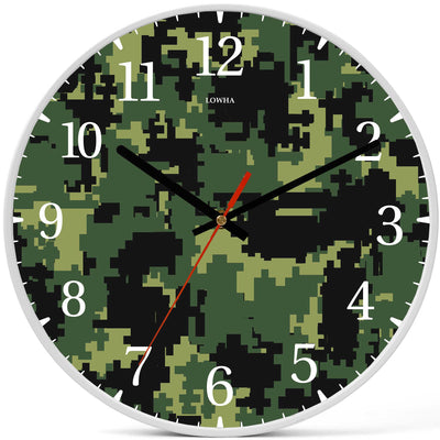 Wall Clock Decorative camouflage Pixel dark green Battery Operated -LWHSWC30W-C358 (6622843043936)