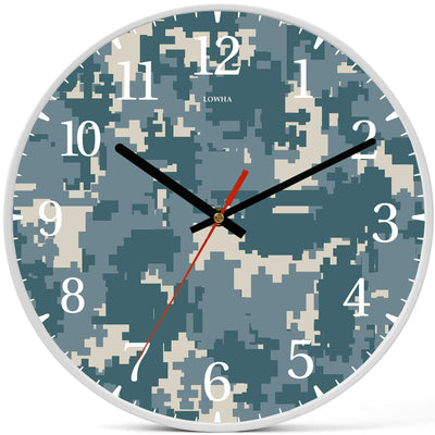 Wall Clock Decorative camouflage Pixel blue Battery Operated -LWHSWC30W-C359 (6622843076704)