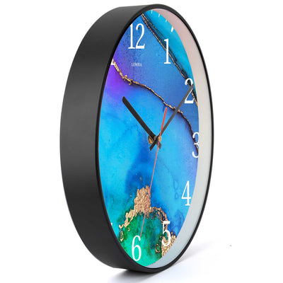 Wall Clock Decorative Waved Golden blue Battery Operated -LWHSWC30B-C48 (6622832820320)