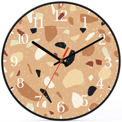 Wall Clock Decorative Terrazzo light brown Battery Operated -LWHSWC30B-C89 (6622834163808)