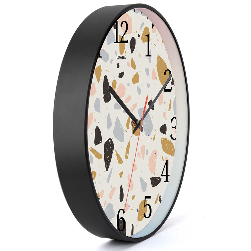 Wall Clock Decorative Terrazzo grey dark Battery Operated -LWHSWC30B-C92 (6622834262112)