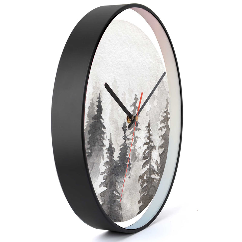 Wall Clock Decorative forst watercolors grey Battery Operated -LWHSWC30B-C9 (6622831509600)