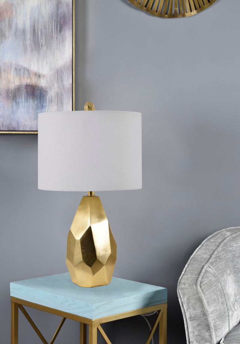 Roxy Table Lamp  25"Ht.,Resin  Shiny Gold Finish  14 x 14 x 10 White Linen Shade (6595745087584)