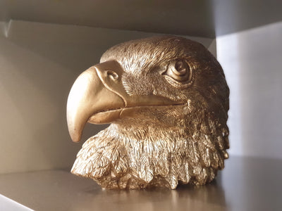 Eagle Head Statue  8 x 5 x 5.5''Ht.,Resin  Gold Leaf Finish (6562003320928)