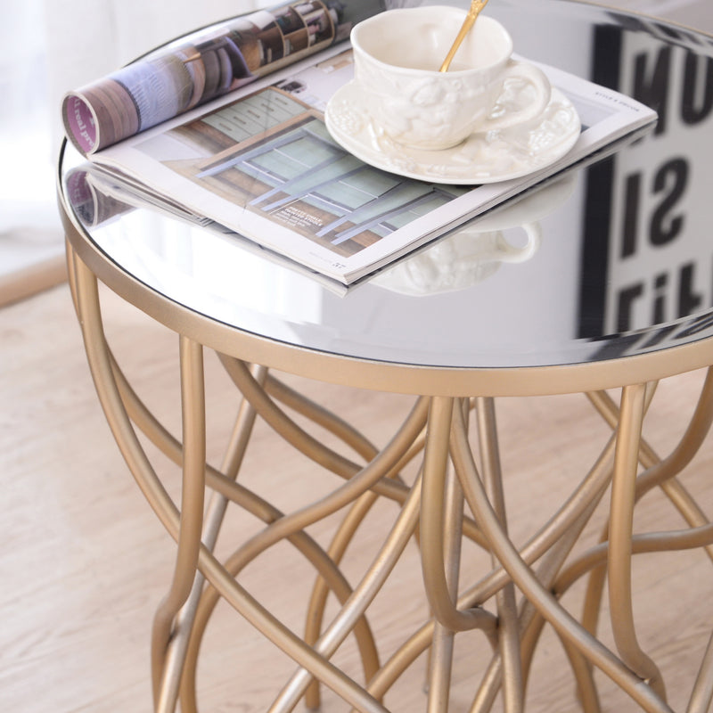 Melrose Gold Mirror Accent Table (6595258122336)