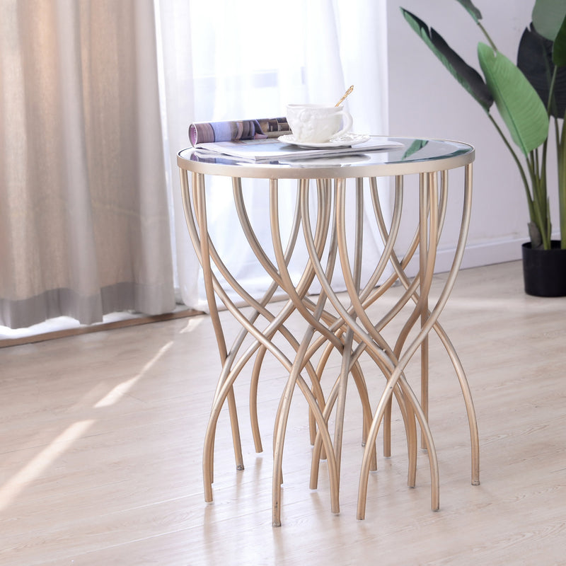 Melrose Gold Mirror Accent Table (6595258122336)