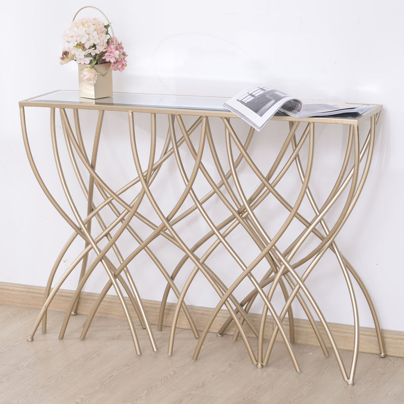 Melrose Gold Mirror Console Table (6595258155104)