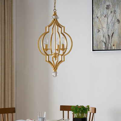 D14.5*H27.5" Pendant  Lamp with Gold Foil finish, 3xE14 sockets (6566717423712)