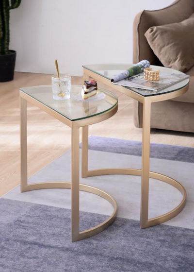 Semi Circle Gold Nested Tables Set of 2 (6595258253408)