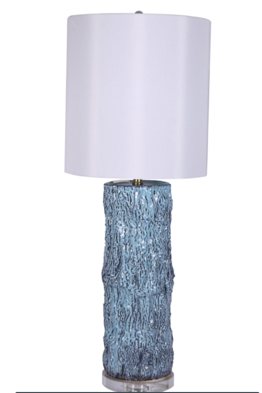 CERAMIC 37" LOG TABLE LAMP, BLUE (6544386785376)
