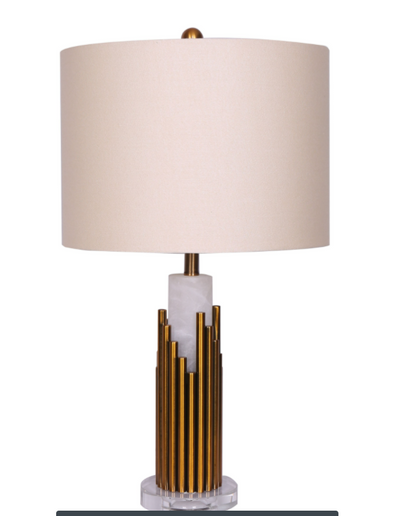 MARBLE / METAL TUBE 25" TABLE LAMP, GOLD (6569101099104)