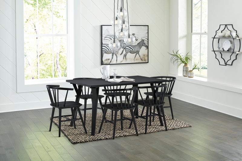 Grannen Black Dining Set (6 Chairs) (6646740123744)