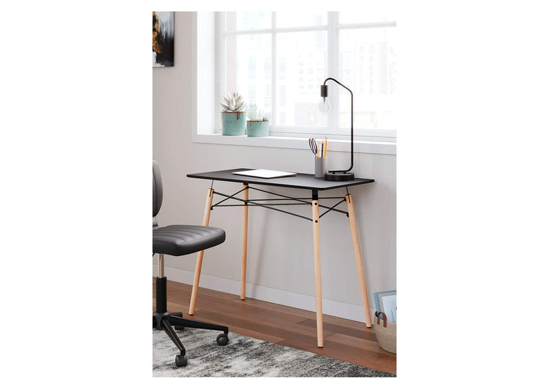 Jaspeni Black/Gray,Natural Home Office Desk (6615670161504)