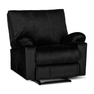 Recliner Rocking & Rotating Chair Upholstered with Controllable Back - Black-H1S112304 (6613421588576)