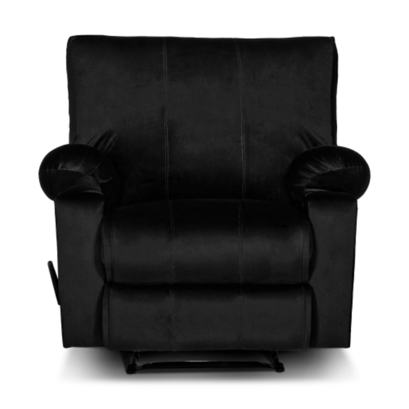 Recliner Rocking & Rotating Chair Upholstered with Controllable Back - Black-H1S112304 (6613421588576)
