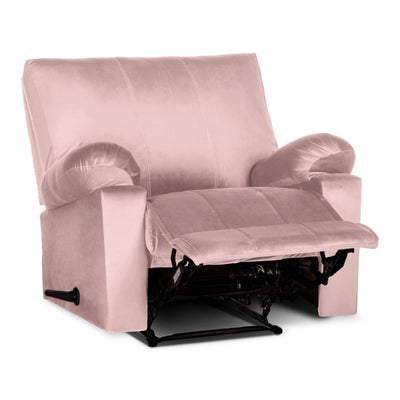 Recliner Rocking Chair Upholstered with Controllable Back - Pink-H1R112312 (6613421424736)