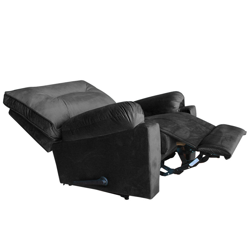 In House Rocking And Rotating Recliner Upholstered Chair with Controllable Back - Black-906092-BL (6613406482528)