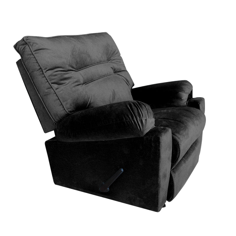 In House Rocking And Rotating Recliner Upholstered Chair with Controllable Back - Black-906089-BL (6613407957088)