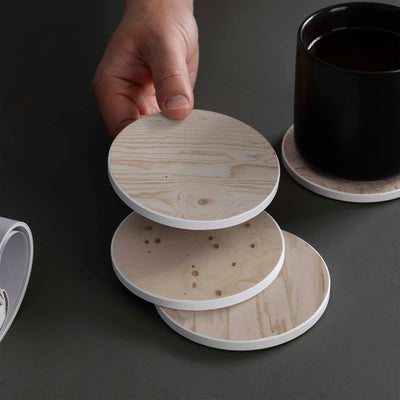 Set of 4 Ceramic Coasters, 4 Patterns with Cork Base -LWHCC4S10CM-41 (6622846353504)
