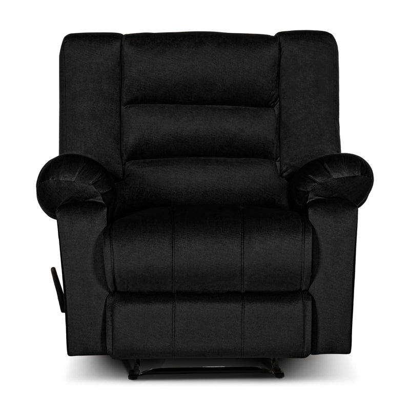 In House Rocking & Rotating Recliner Upholstered Chair with Controllable Back - Black-905155-BL (6613427060832)