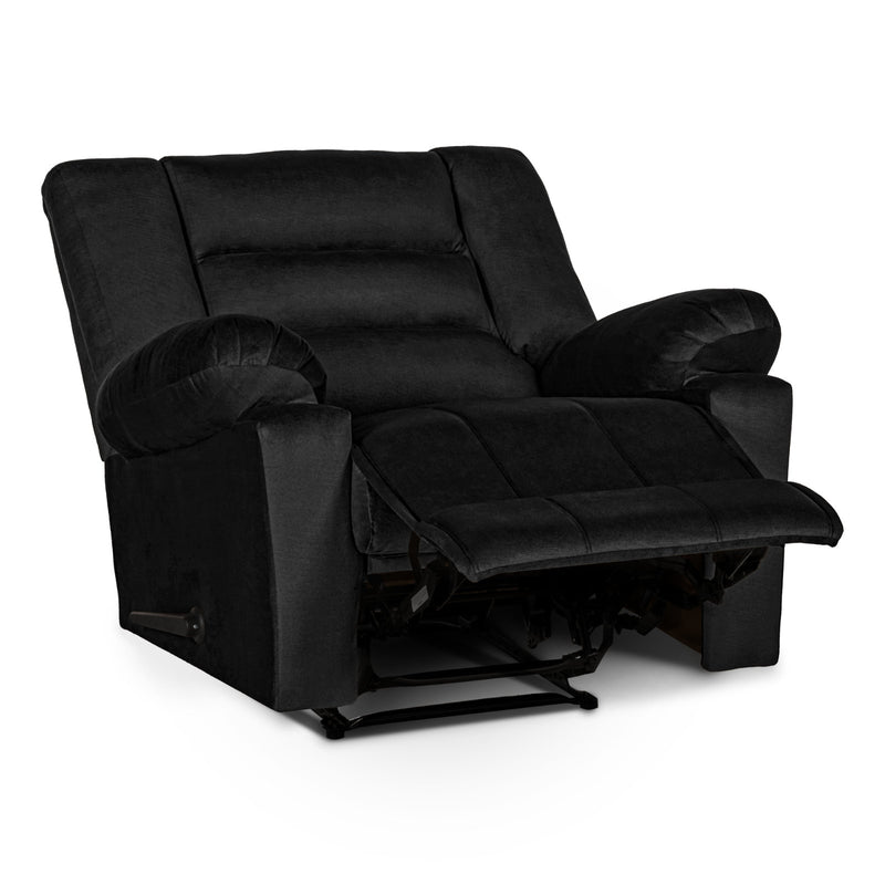 In House Rocking & Rotating Recliner Upholstered Chair with Controllable Back - Black-905155-BL (6613427060832)