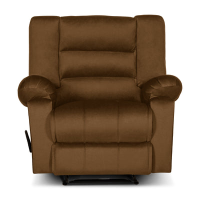 In House Rocking & Rotating Recliner Upholstered Chair with Controllable Back - Dark Brown-905155-BR (6613427093600)