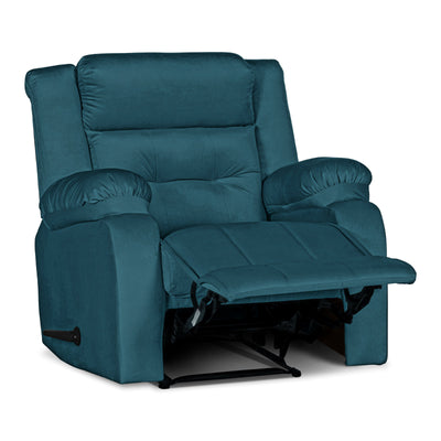 In House Rocking And Rotating Recliner Upholstered Chair with Controllable Back - Teal -906071-TE (6613409759328)