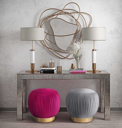 Tulip Pink Velvet Ottoman - Al Rugaib Furniture (4576531546208)