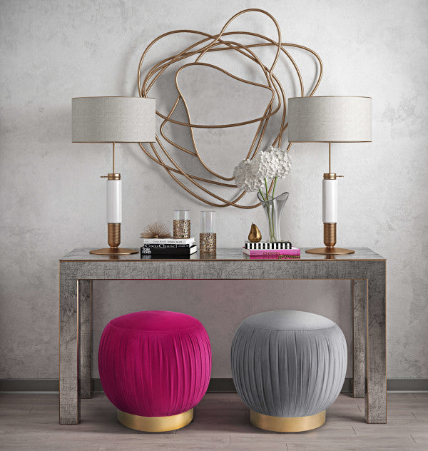Tulip Pink Velvet Ottoman - Al Rugaib Furniture (4576531546208)
