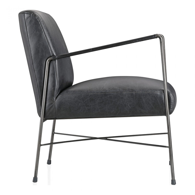 Dagwood Leather Arm Chair Onyx Black Leather (6579359121504)