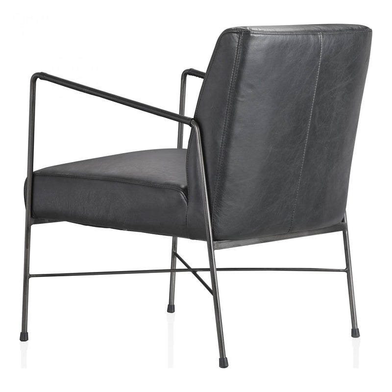 Dagwood Leather Arm Chair Onyx Black Leather (6579359121504)