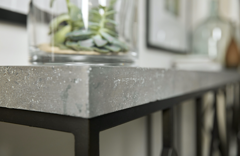 Metal and Faux Concrete Console Table (4688794517600)