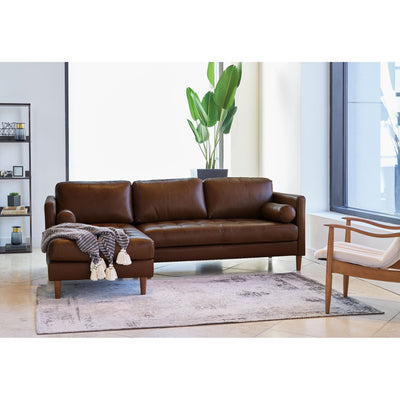 Stockholm Leather Chestnut 2-Piece Sectional Left Chaise