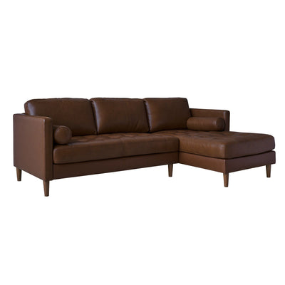 Stockholm Leather Chestnut 2-Piece Sectional Right Chaise
