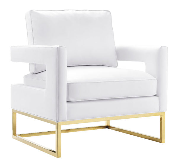 Avery White Leather Chair (6568254079072)