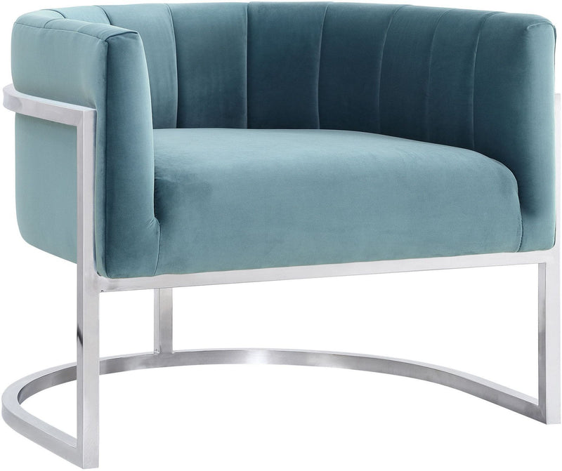 Magnolia Sea Blue Chair with Silver Base - Al Rugaib Furniture (4576507428960)