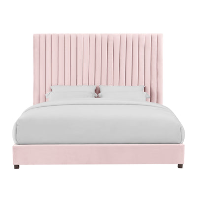 Arabelle Blush Velvet Bed in King (4733104226400)