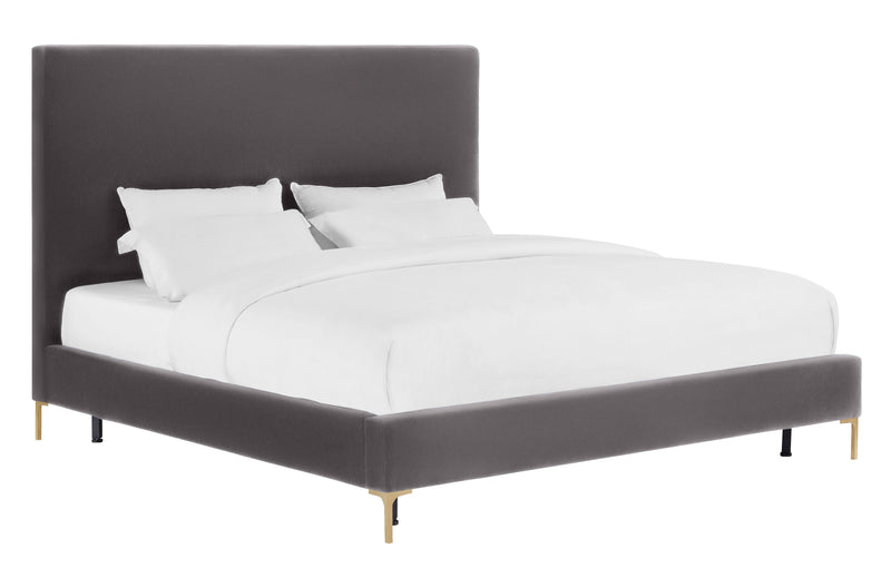 Delilah Grey Velvet Bed in Queen - Al Rugaib Furniture (4576477085792)
