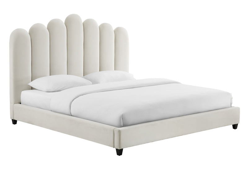 Celine Cream Velvet Bed in Queen - Al Rugaib Furniture (4576473219168)