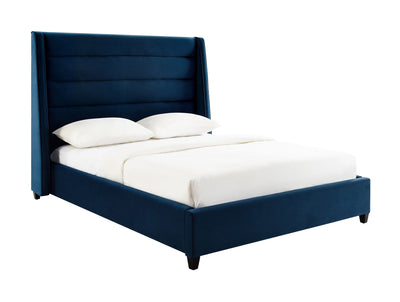 Koah Navy Velvet Bed in Queen - Al Rugaib Furniture (4576501760096)