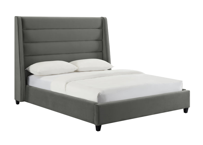 Koah Grey Velvet Bed in King - Al Rugaib Furniture (4576501334112)