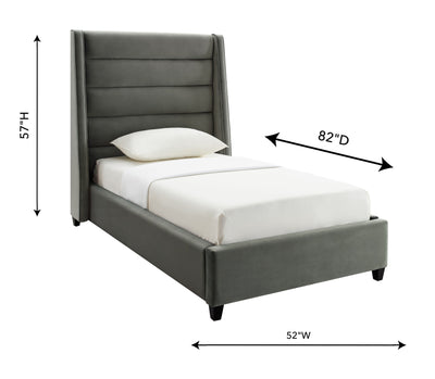 Koah Grey Velvet Bed in Twin (4576501596256)