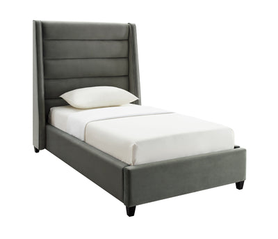 Koah Grey Velvet Bed in Twin - Al Rugaib Furniture (4576501596256)
