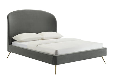 Vivi Grey Velvet Bed in Queen - Al Rugaib Furniture (4576532988000)