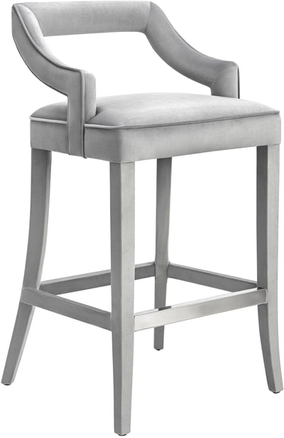 Tiffany Grey Velvet Bar Stool - Al Rugaib Furniture (4576529875040)