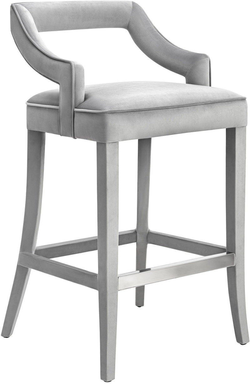Tiffany Grey Velvet Counter Stool - Al Rugaib Furniture (4576529907808)