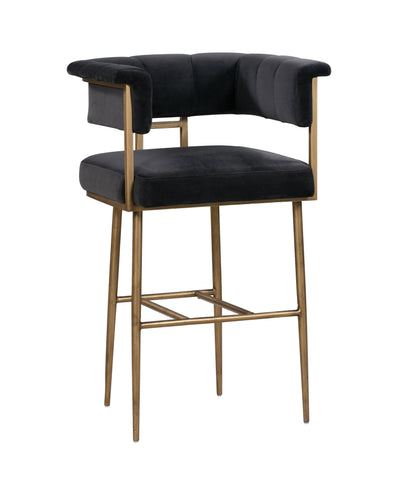 Astrid Grey Velvet Bar Stool - Al Rugaib Furniture (4576462536800)
